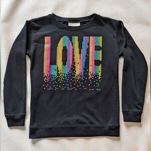 Colorful Love Graphic Kids Sweatshirt Girls Small Fits 10-12, Tag 14-16